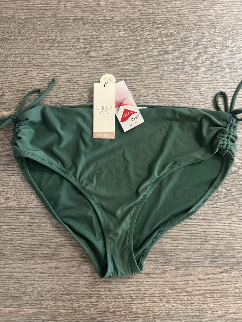 CALIA Swim Mid Rise Ruched Side Swim Bottom Size XL Rich Cacti